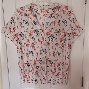 SOMA NWT bloomin tropical floral pajama top button up short sleeve size XXL